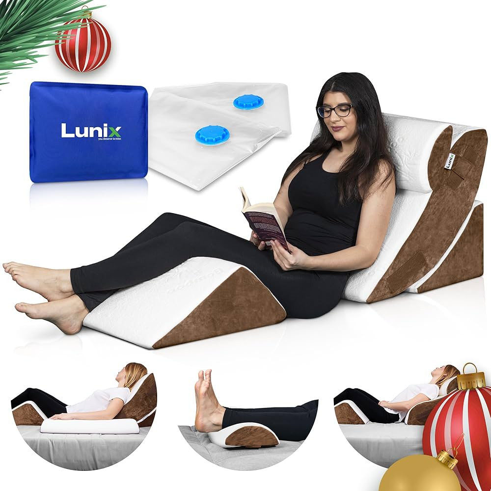 Lunix LX5 4pcs Orthopedic Bed Wedge Pillow Set, Post Surgery Memory Foam for Back, Leg Pain Relie... | Amazon (US)