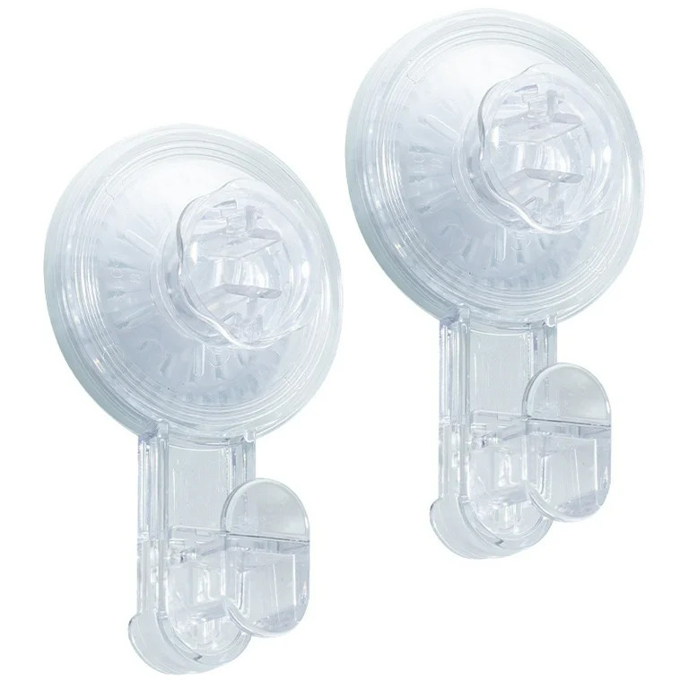 MAINSTAYS POWERFUL REMOVABLE AND REUSABLE VACUUM SUCTION CUP HOOKS-2 PACK, CLEAR | Walmart (US)