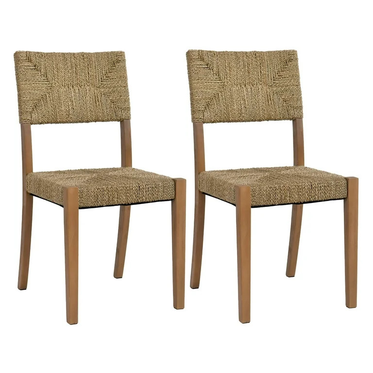 Duhome Mahogany Dining Chairs with Seagrass Woven Seat and Back, Rustic Style,Set of 2 - Walmart.... | Walmart (US)