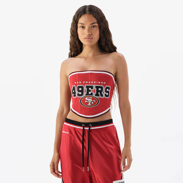 San Francisco 49ers Off Season Women's Shiny Strapless Corset - Scarlet | Fanatics