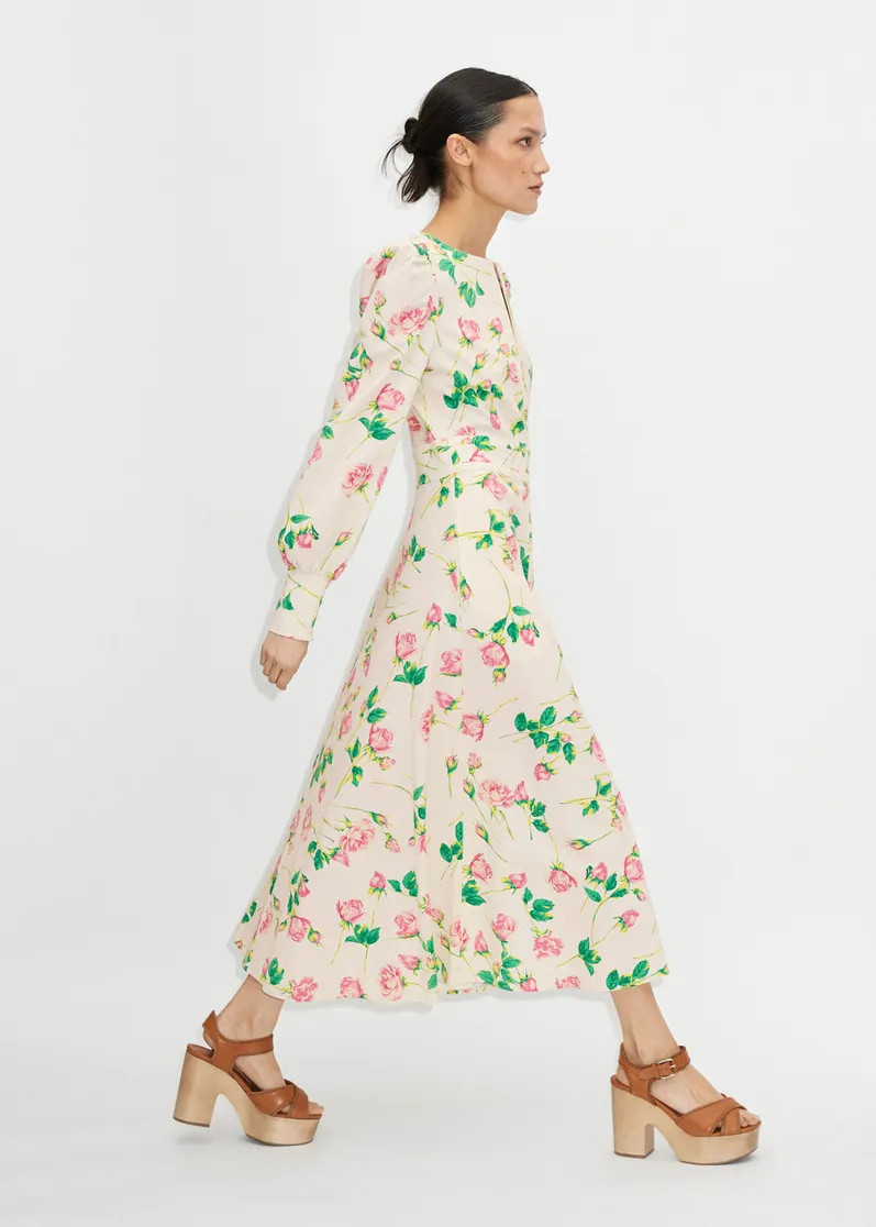 Rose Print Structured Midi Dress | ME+EM Global (Excluding US)