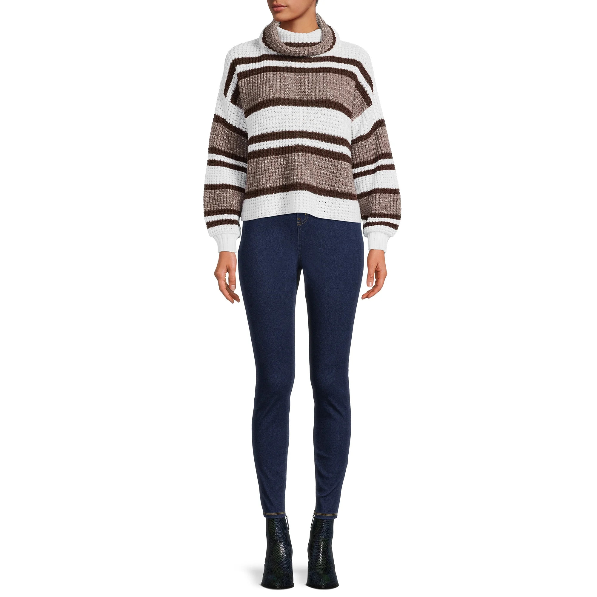 Time and Tru Women's Stripe Thermal Sweater | Walmart (US)