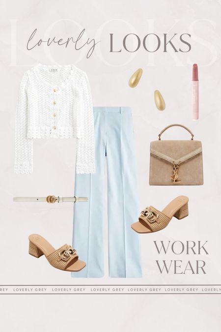 Loverly Grey spring workwear outfit idea. I love these blue pants and cropped cardigan. 

#LTKworkwear #LTKstyletip #LTKSeasonal