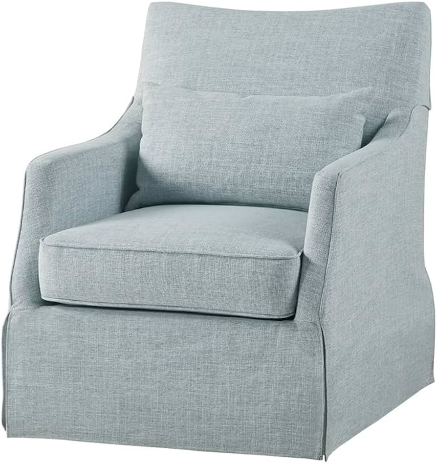 Martha Stewart London Swivel Chair - Solid Wood & Plywood, Skirted Metal Base Accent Armchair, Lu... | Amazon (US)