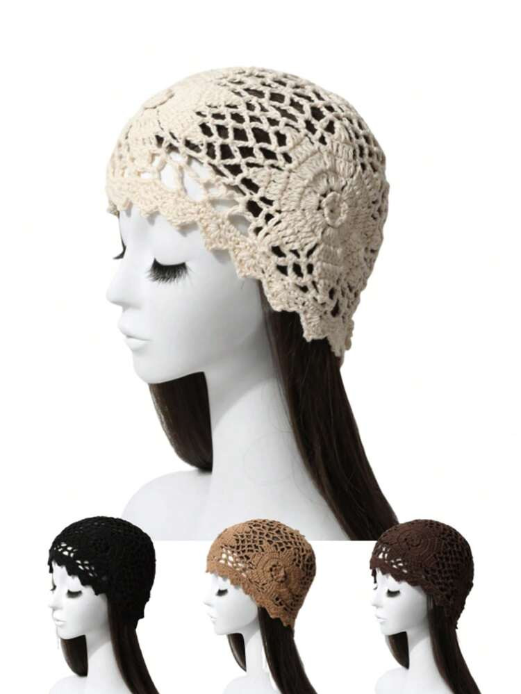 1 pieza Gorro de punto hecho a mano de estilo vintage elegante y transpirable, ligero, con diseñ... | SHEIN