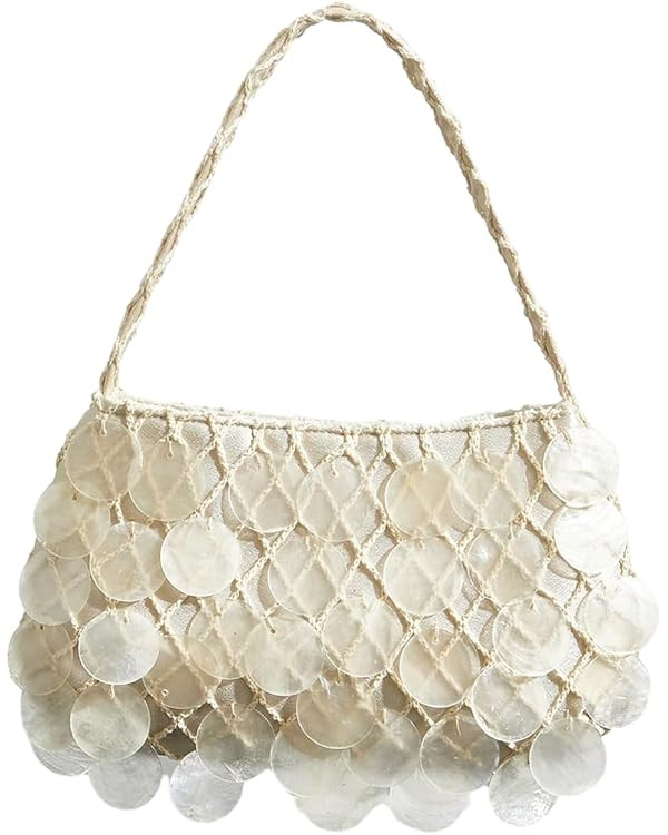 SweatyRocks Women's Shell Beaded Clutch Purse Top Handle Bag Evening Handbags | Amazon (US)