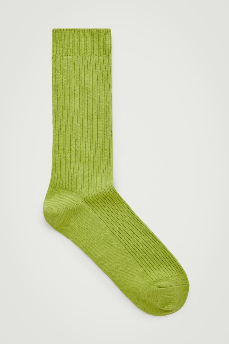 COS Men's Ribbed Socks in Bright Green | Cotton/Elastane/Polyester | Size: 43/45 | COS (AU)