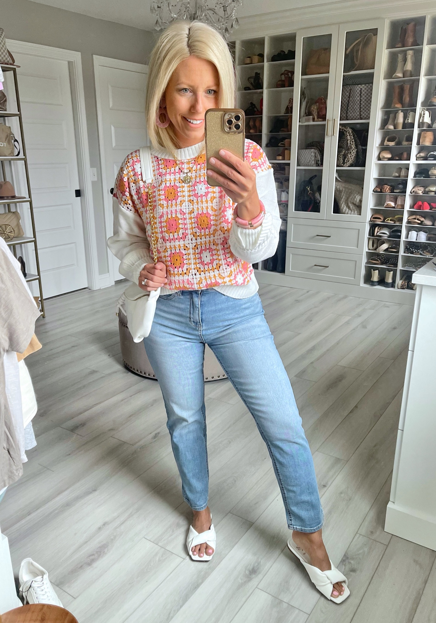 I thought this sweater would be so pretty for Easter! Especially if you live in the midwest like me and often times Easter can be pretty chilly still!
Sweater size medium
Jeans size 5
Slide got my true size but could have sized up 1/2 size 

#LTKsalealert #LTKSeasonal #LTKstyletip