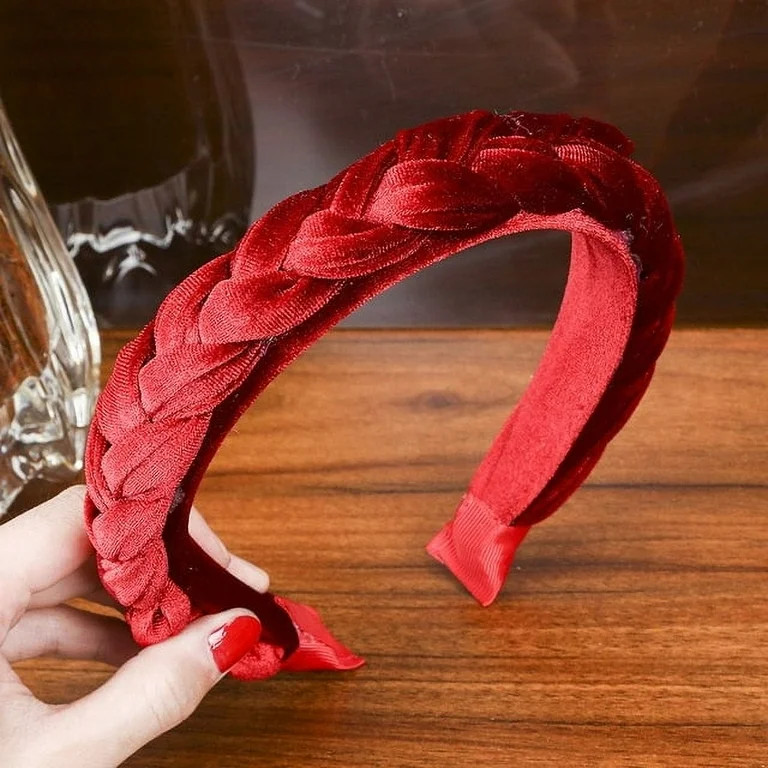 Solid Color Velvet Braided Headbands With Stay Put Teeth - Walmart.com | Walmart (US)