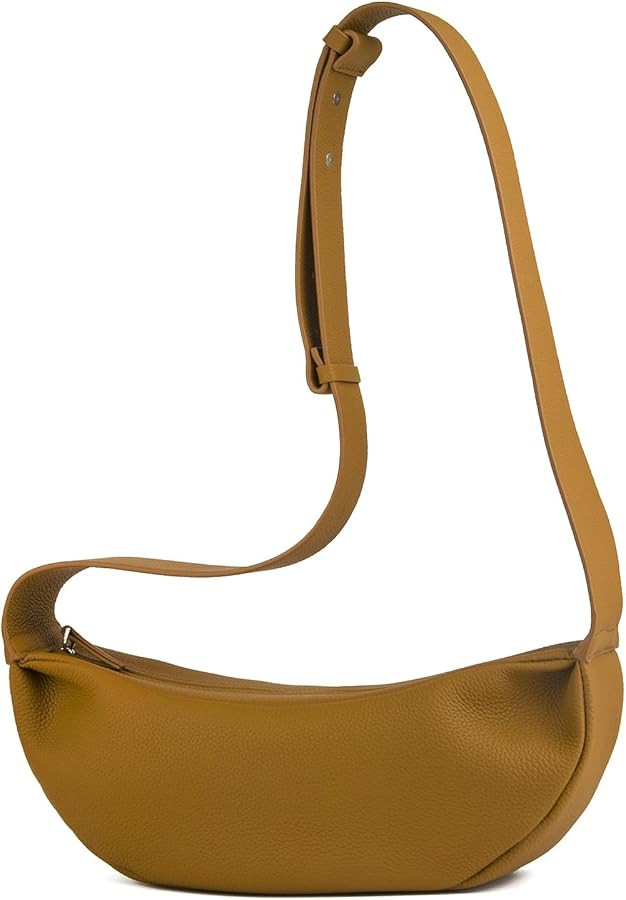 Genuine Leather Sling Bags Crossbody Women, Minimalist Style Casual Chest Bags with Wide Strap | Amazon (US)