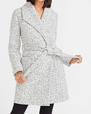 Speckled Tweed Wrap Wool-Blend Coat | Express