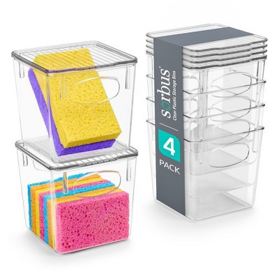Sorbus 4 Pack Small Clear Plastic Storage Bins with Lids and Handles for Cleaning Supplies - Conquer Clutter, Enhance Organization and Style | Target