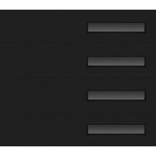 Modern Steel 8 ft. x 7 ft. 18.4 R-Value Insulated Matte Lustra Black Garage Door with Slim Windows | The Home Depot