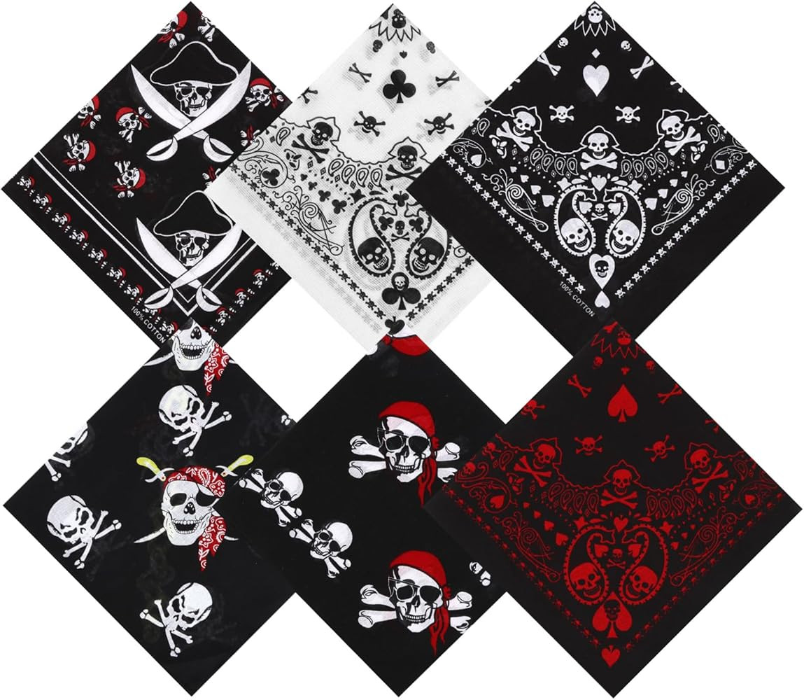 YARIEW 100% Cotton Pirate Bandana for Men Bandanas for Men Skull Bandana Pirate Party Costume Han... | Amazon (US)