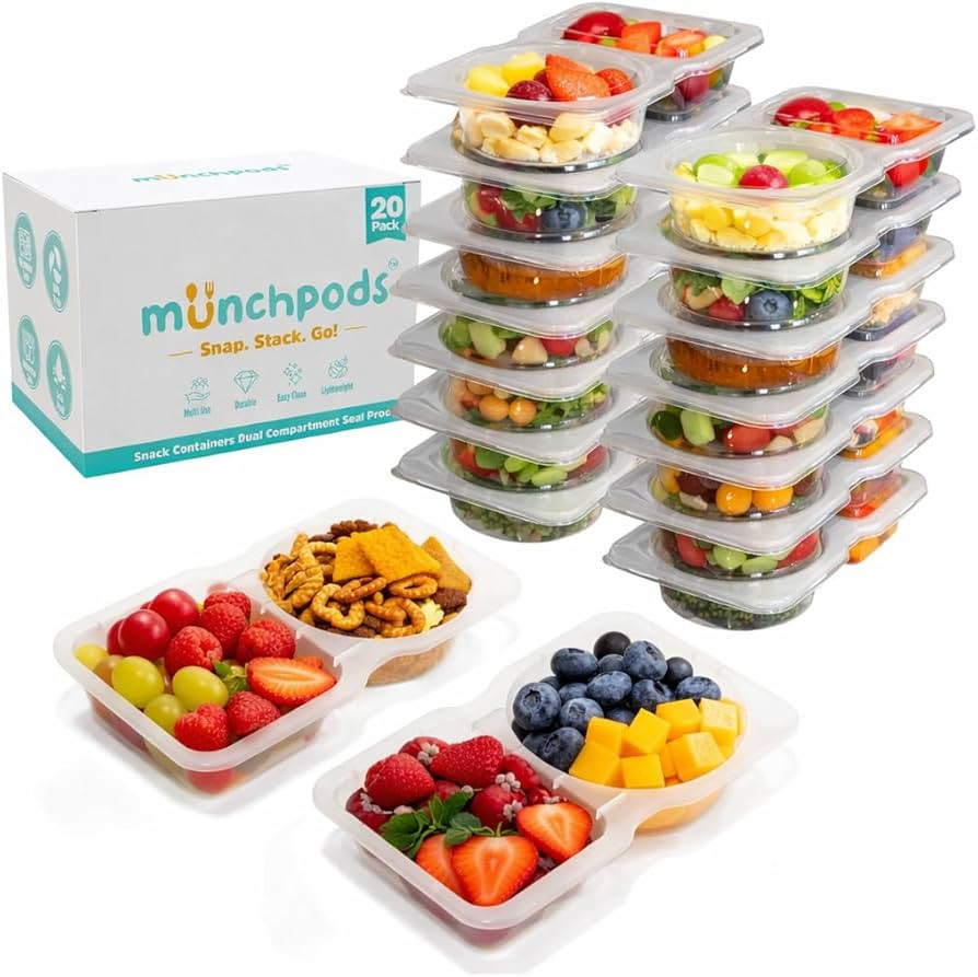 Reusable Snack Containers with Lids 20 Pack (40 Pieces) Portion control, Snack Pack Containers 2 ... | Amazon (US)