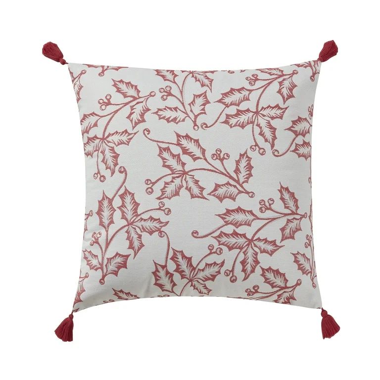 My Texas House Holly 20" x 20" Reversible Red Tassel Decorative Pillow Cover | Walmart (US)
