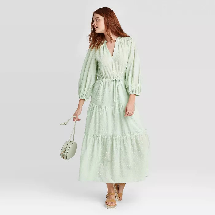 Women's Long Sleeve Clipspot Tiered Dress - A New Day™ | Target