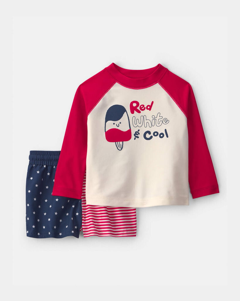 Carter's baby boy 2-piece american flag rashguard swimsuit set 12M Red/White/Blue | Carter's Inc