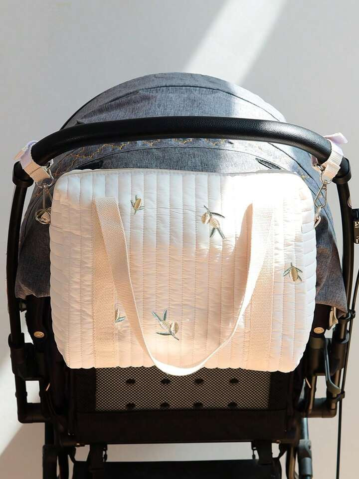 1pc Baby Floral Embroidered Fabric Shoulder Diaper Bag | SHEIN