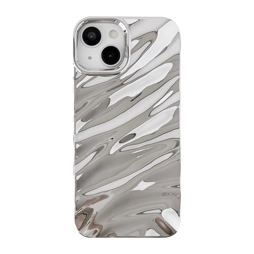 Caseative for iPhone 14 Case,Water Ripple Pattern Curly Wave Shape Soft Compatible with iPhone Case (iPhone 14,Silver) | Amazon (US)