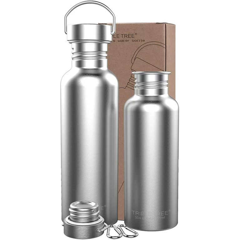 Triple Tree 34 oz Silver Stainless Steel Water Bottle with Wide Mouth Lid, 34 oz | Walmart (US)
