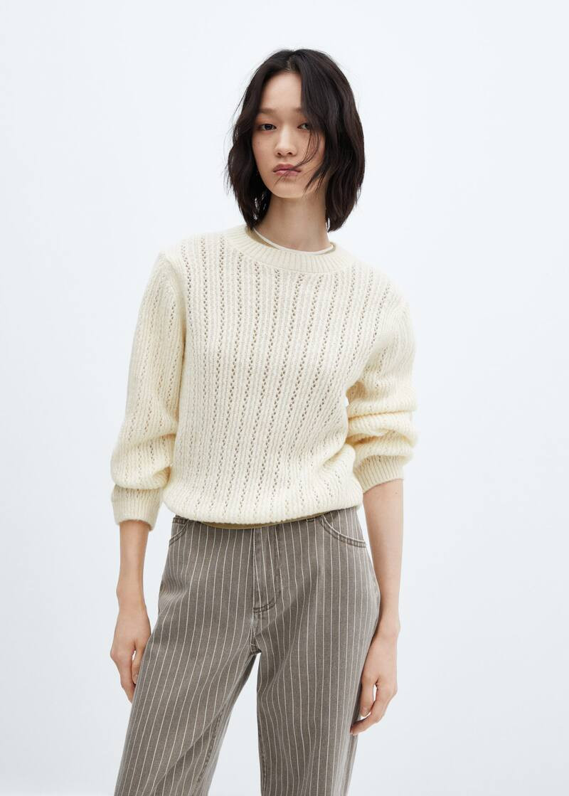Openwork panel sweater -  Women | Mango USA | MANGO (US)