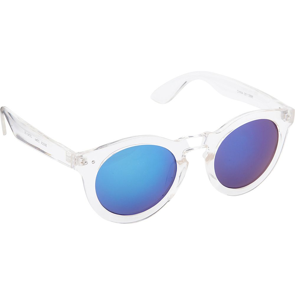 POP Fashionwear Classic Vintage Fashion Round Sunglasses Clear/Blue Mirror Lens - POP Fashionwear Sunglasses | eBags