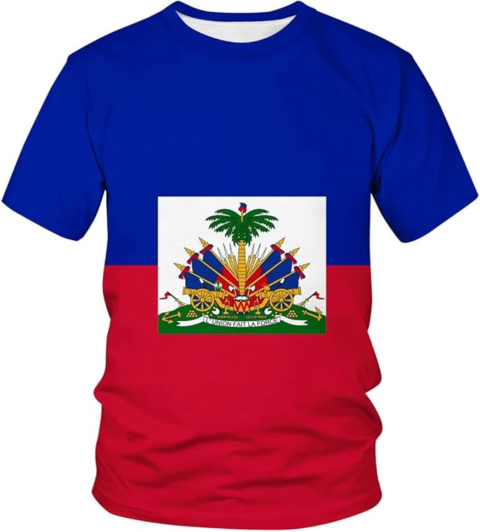 Lurhonp Haiti Haitian Flag Novelty Print Short Sleeve T-Shirt | Amazon (US)