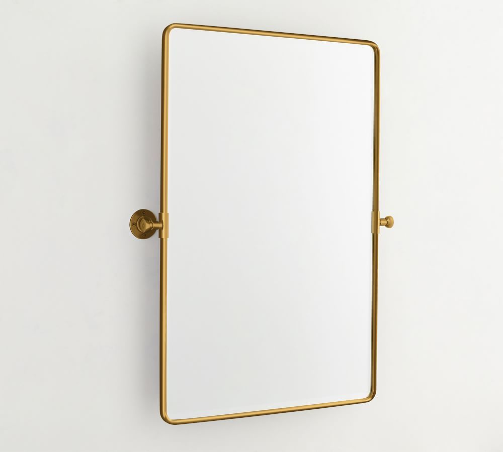 Brass Vintage Rounded Rectangle Pivot Mirror, 27x35&amp;quot; | Pottery Barn (US)