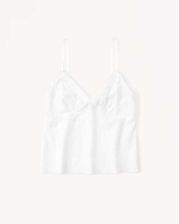 Lace-Trim Textured Cami | Abercrombie & Fitch (US)