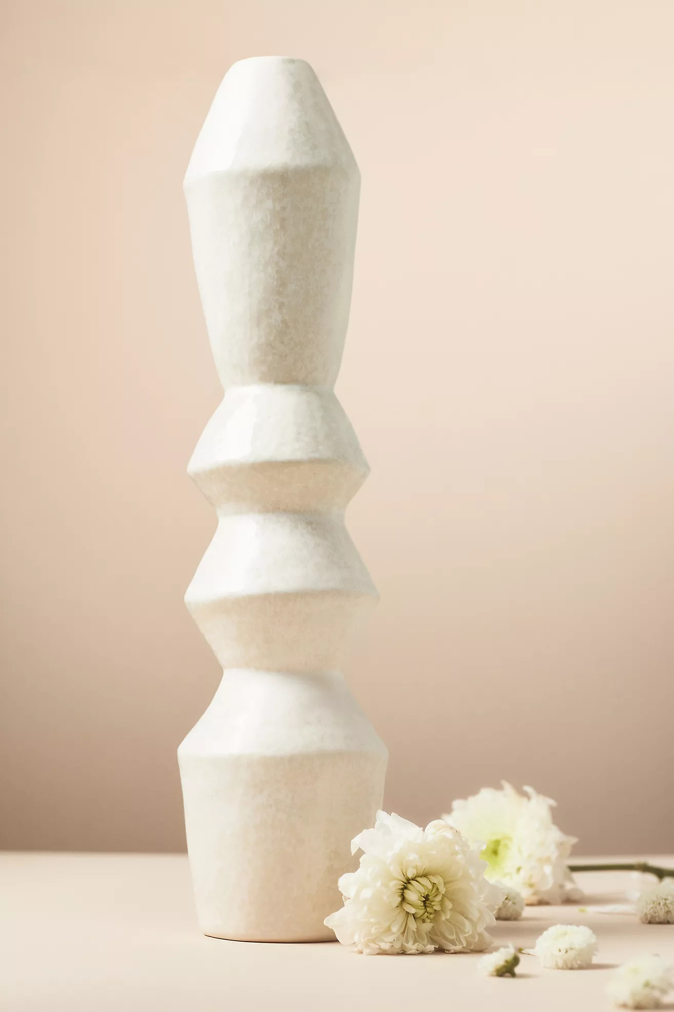 Georges Geometric White Ceramic Vase | Anthropologie (US)