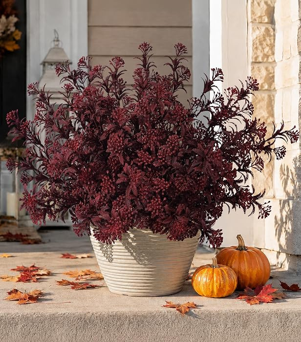 Faux Outdoor Plants Artificial Plants for Outdoors Fall Decor, 6 Bundles Artificial Greenery Plas... | Amazon (US)