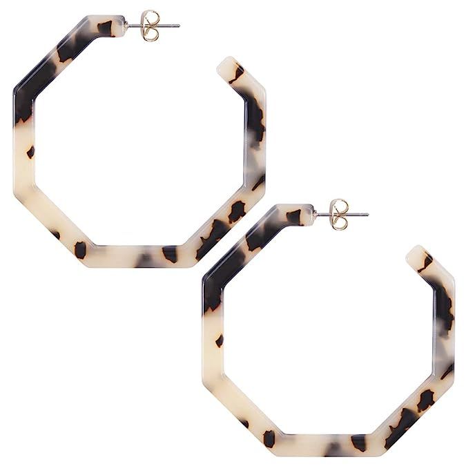 WOWSHOW Fashion Geometric Hoop Earrings for Women Girls | Amazon (US)