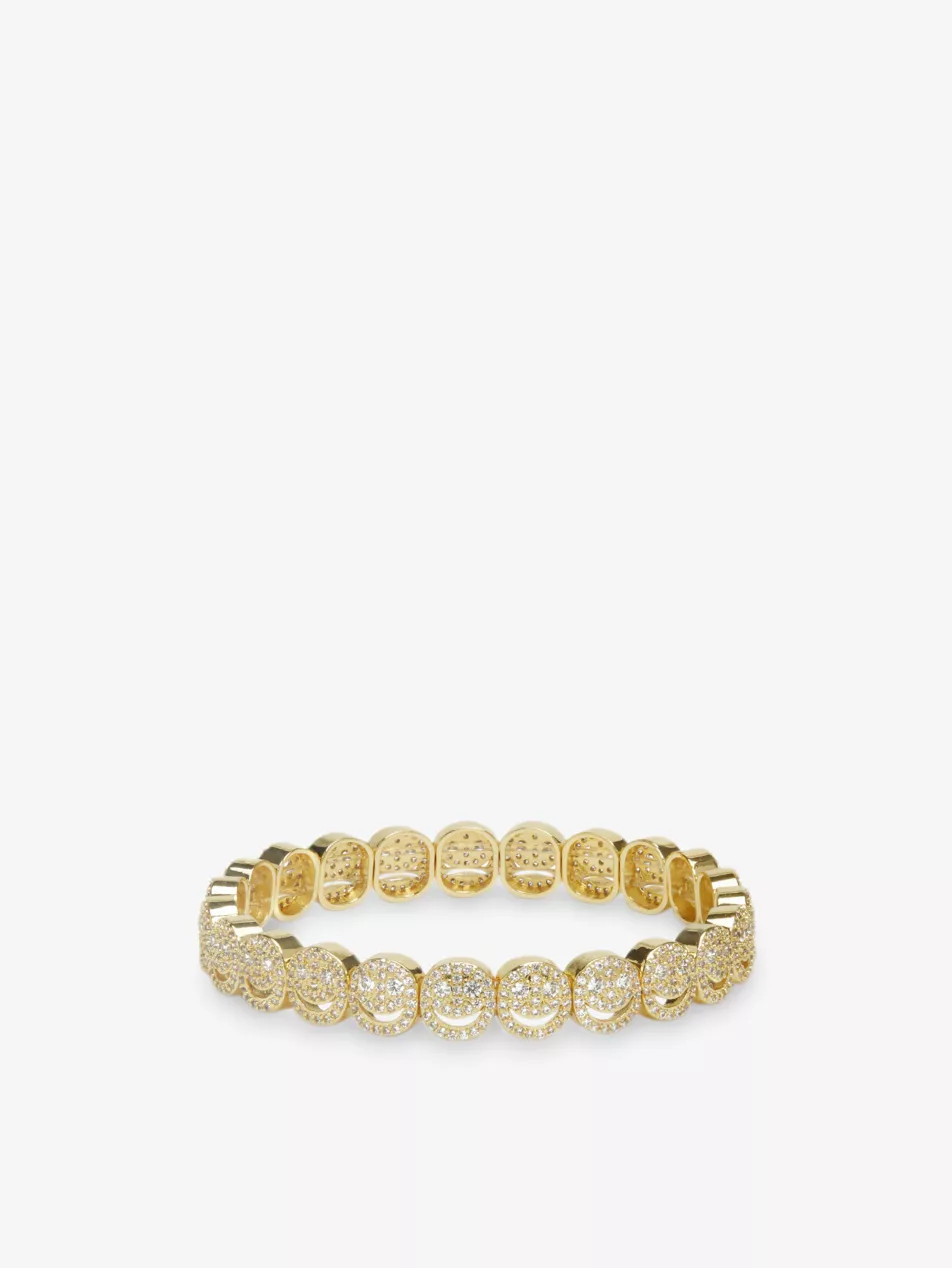 The Pavé The Happy Face 18ct Yellow Gold Plated Brass And Cubic Zirconia Bracelet | Selfridges
