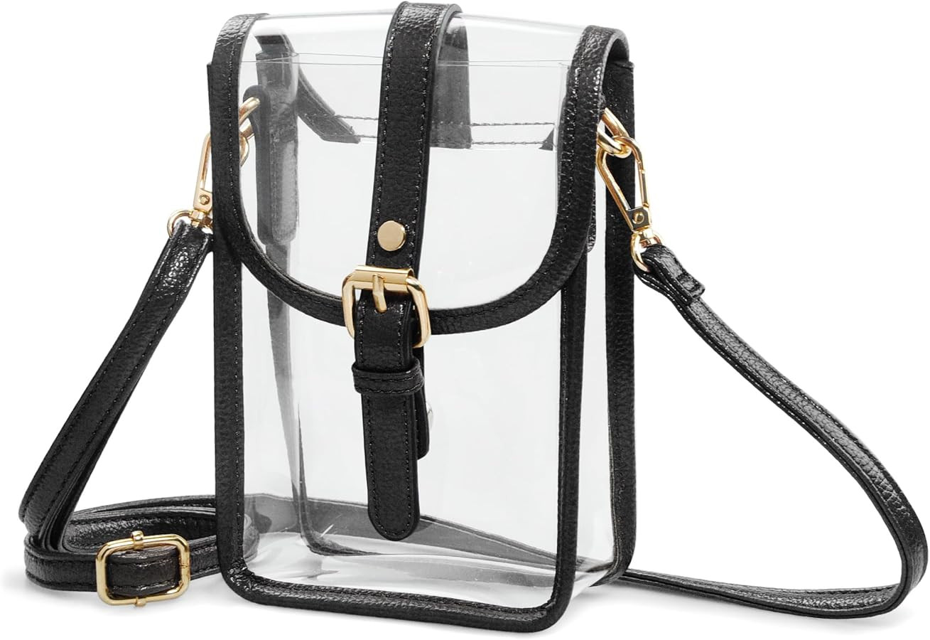 HOXIS Clear PVC Saddle Crossbody Bag for Stadium Approved Womens Transparent Purse Small Size Cha... | Amazon (US)
