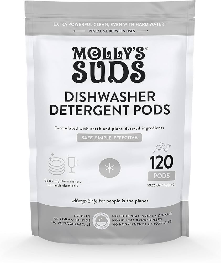Molly's Suds Dishwasher Pods | Natural Dishwasher Detergent, Cuts Grease & Rinses Clean (Residue-... | Amazon (US)
