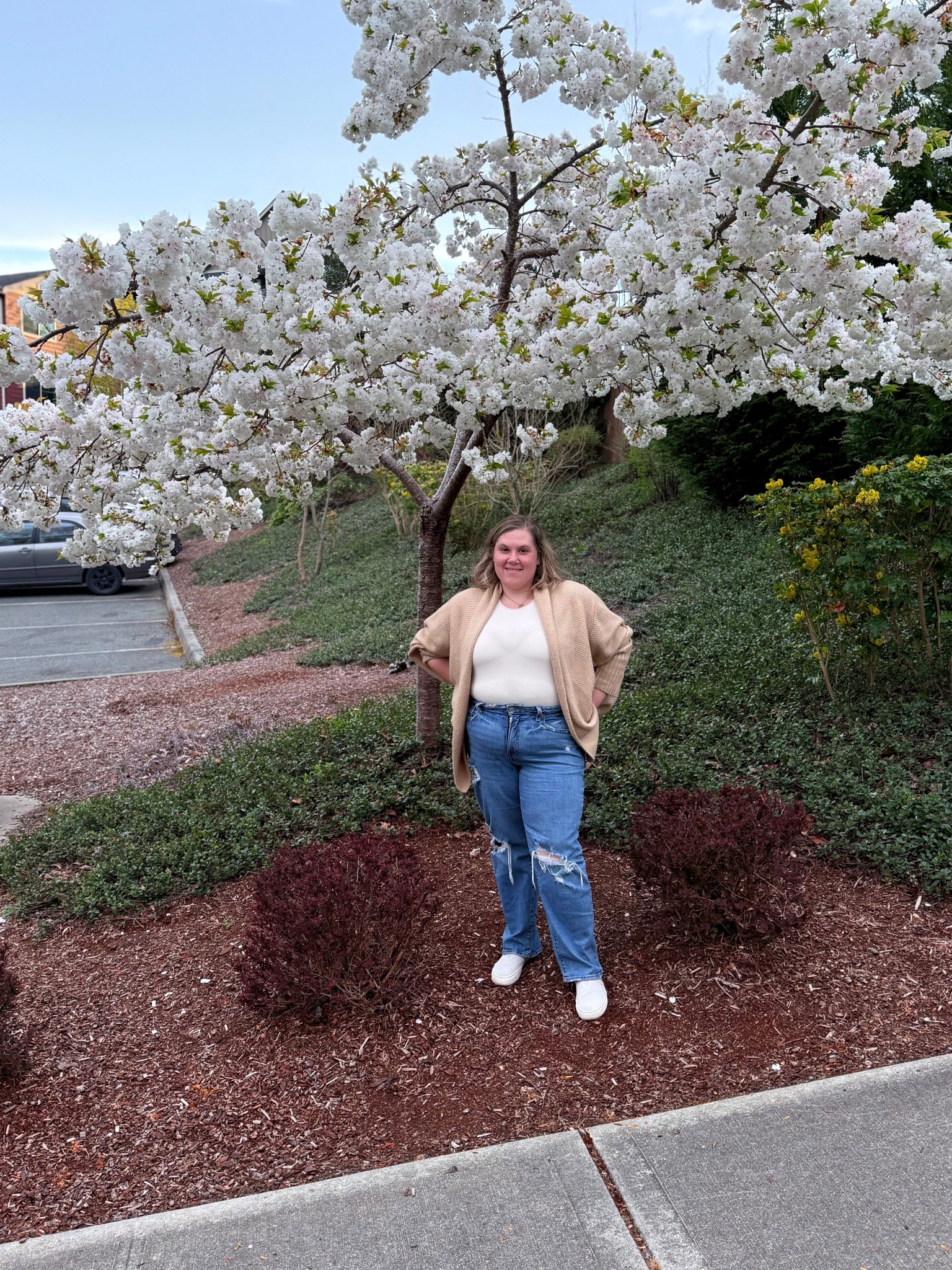Today’s ootd featuring the cherry blossom trees. I have had this bodysuit forever and always love how easy it is to pair with anything. Here I paired it with my fav old navy jeans and a sweater for our day out.

#LTKootd #LTKPlusSize #LTKmomlife
