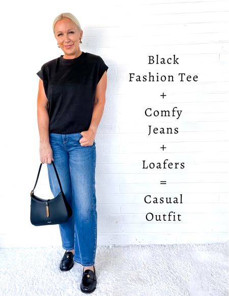 Black Fashion Tee + Comfy Jeans + Loafers + Demellier Bag = Casual Outfit

Old Money / Quiet Luxury / European fashion / Minimalist

#LTKshoecrush #LTKover40 #LTKSeasonal