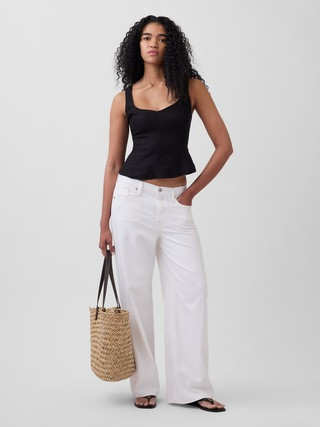 Linen-Blend Peplum Top | Gap (US)
