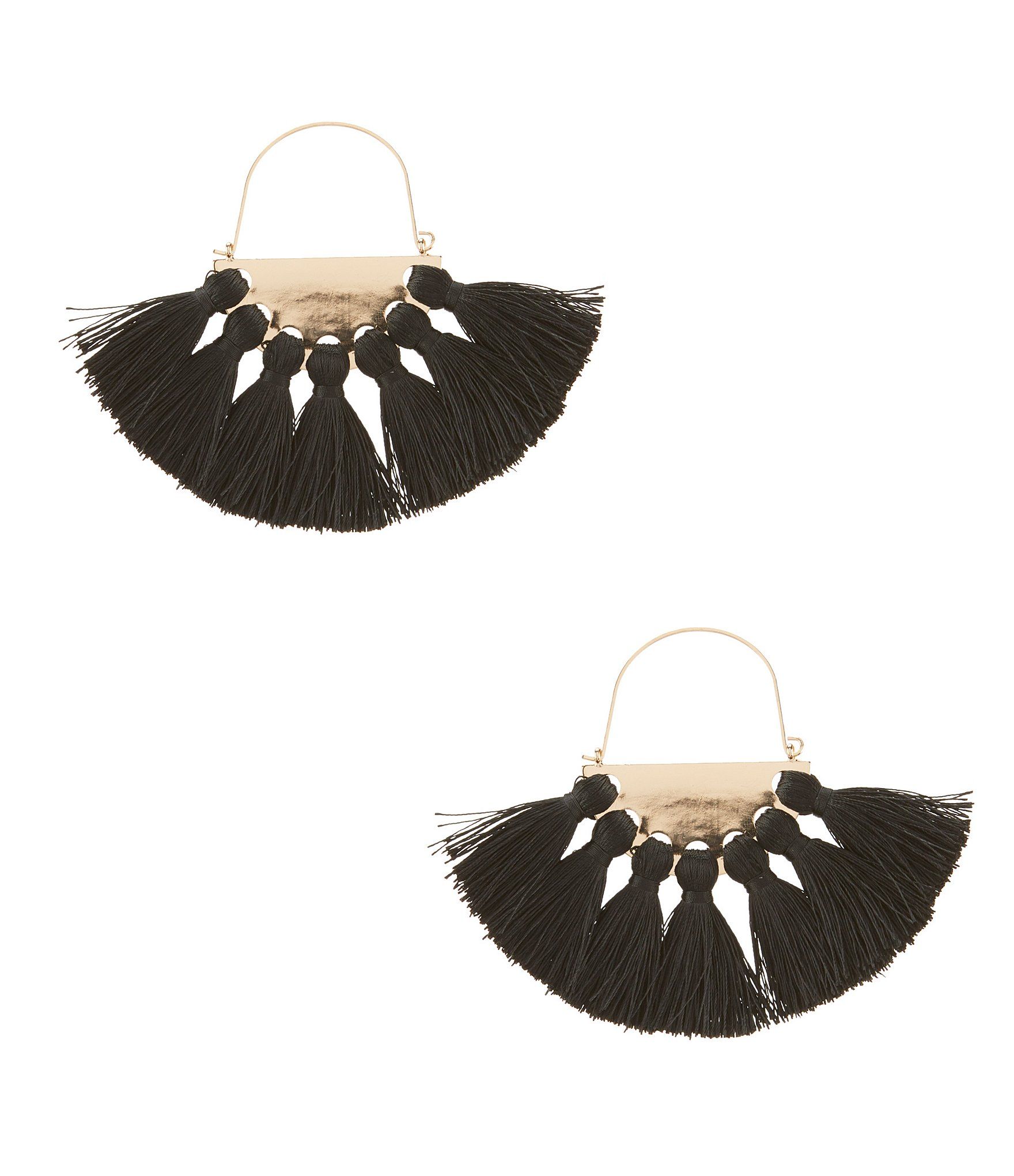 Natasha Accessories Tasseled Fan Hoop Earrings | Dillards Inc.