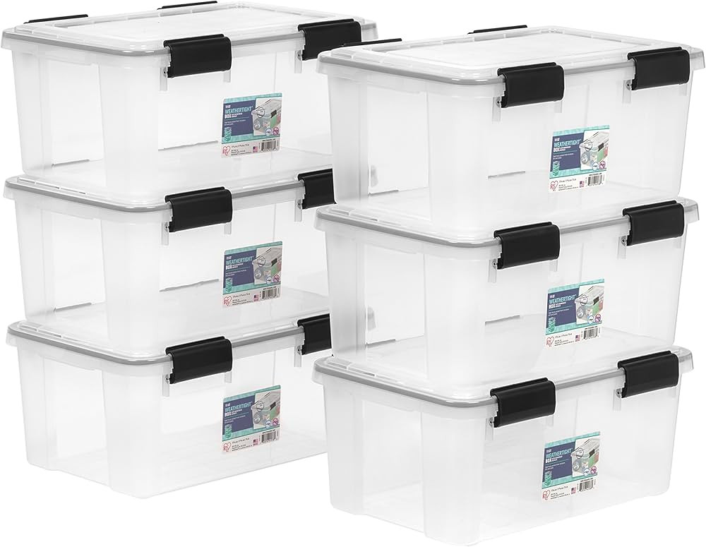 IRIS USA 6 Pack 19qt WEATHERPRO Airtight Plastic Storage Bin with Lid and Seal and 4 Secure Latch... | Amazon (US)
