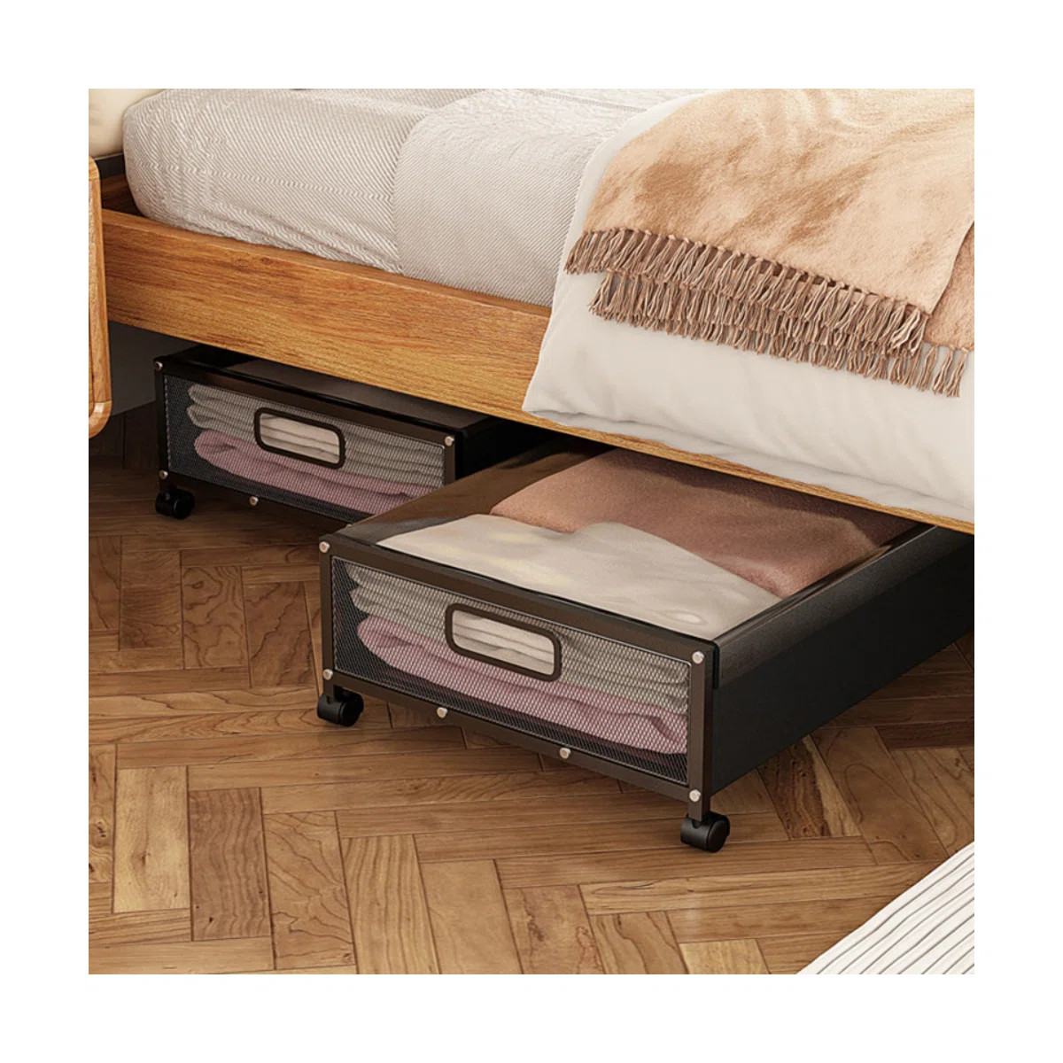 Rebrilliant Under Bed Storage With Wheels Large Rolling Storage Shoes Containers With Lids | Wayf... | Wayfair North America