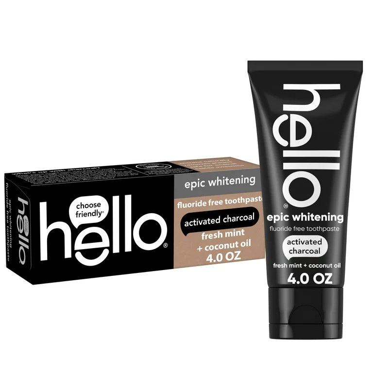 hello Epic Whitening Charcoal Fluoride Free Toothpaste, Fresh Mint, 4.0 Oz Tube | Walmart (US)