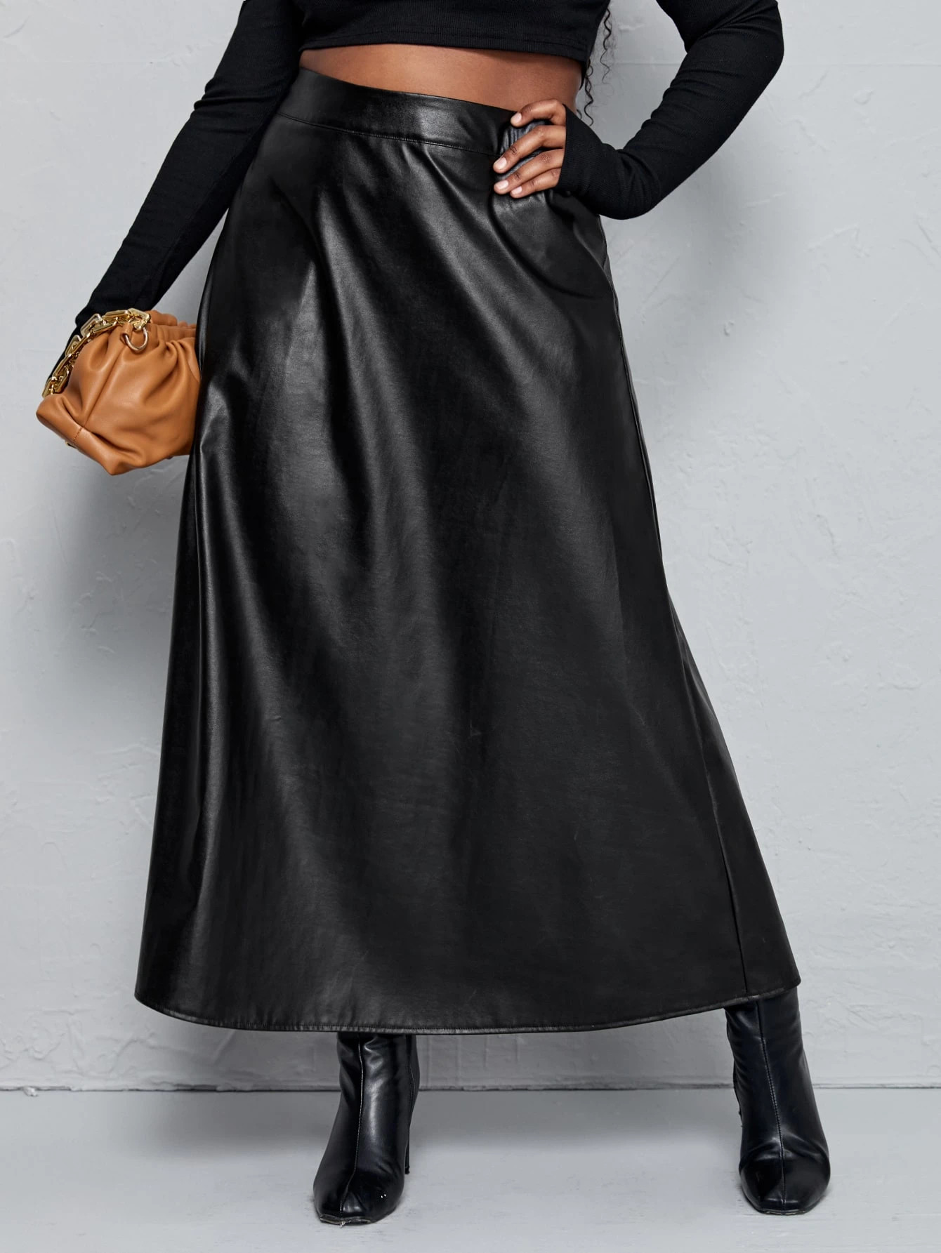 Plus A-line PU Leather Skirt | SHEIN
