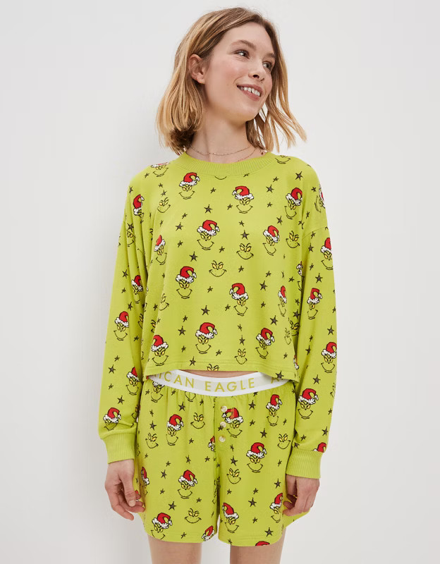 AE Grinch Plush PJ Set | American Eagle Outfitters (US & CA)