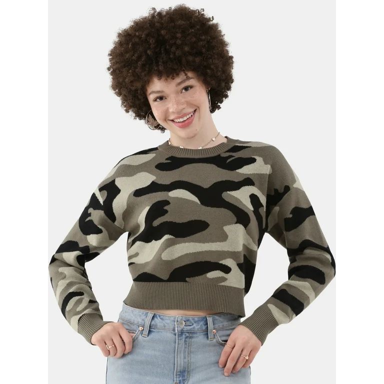 No Boundaries Jacquard Pullover Sweater, Midweight, Women’s Plus - Walmart.com | Walmart (US)