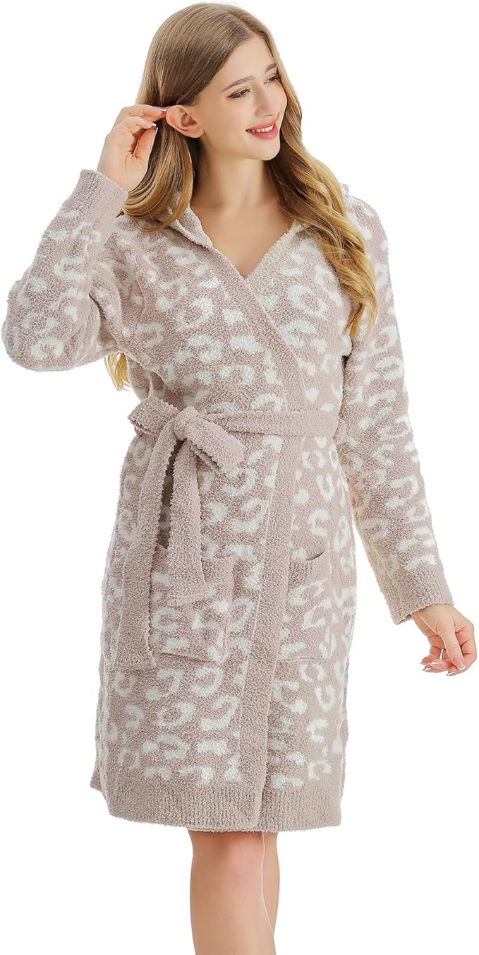 bearberry Hoodless Robe Cozy Robe Lightweight Soft Plush Bathrobe with Pockets for Women | Amazon (US)