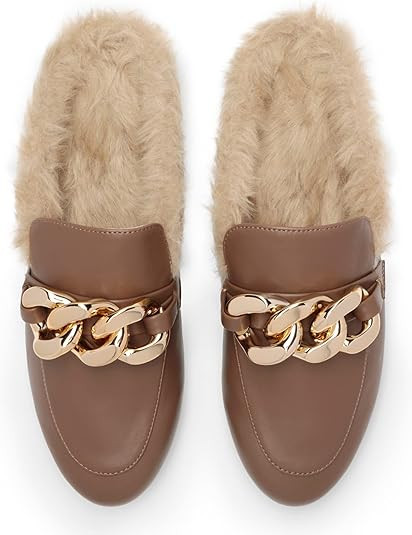 DREAM PAIRS Mules for Women Flats Shoes Comfortable Slip on Closed Toe Slides Loafers with Chain ... | Amazon (US)