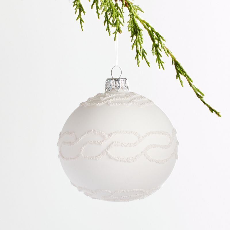 Cable-Knit Textured Nordic Ball Christmas Ornament | Crate and Barrel | Crate & Barrel