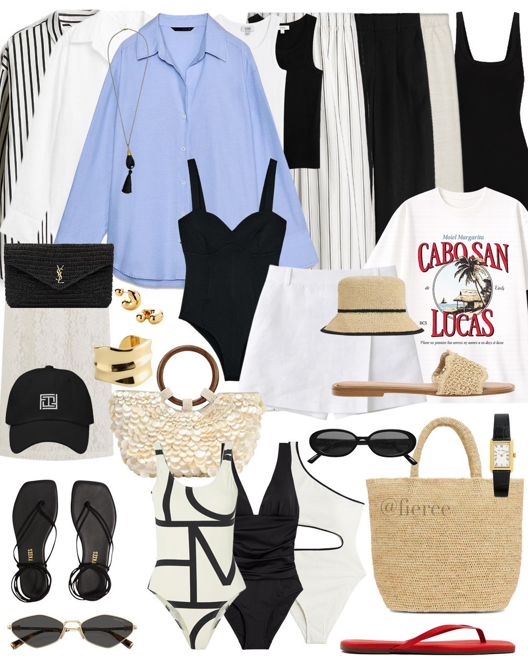 Beach Holiday Capsule Wardrobe 

Blue shirt striped linen trousers black linen trousers white linen shirt striped shirt raffia tote bag raffia bucket hat black raffia clutch embellished summer bag resort wear raffia sandals tie up strappy sandals red sandals one piece swimsuit graphic tshirt
#zara

#LTKeurope #LTKuk #LTKtravel